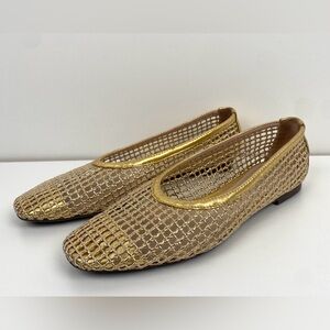 SCHUTZ Gold Woven Flats Sz 9